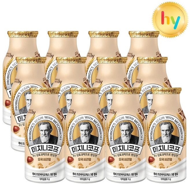 hy 한국야쿠르트 메치니코프 오곡 씨리얼 요구르트, 12개, 140ml