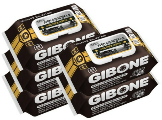 기본에 세균닦는 차량내부 세정티슈, 60개, 5개