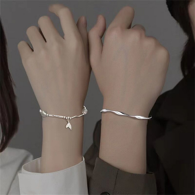 besteffie 커플 실버 팔찌 심플한 디자인 연인 팔찌 손목 장식 남여공용 특별한 의미 팔찌 K18