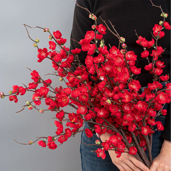 osshop 매화 조화 90cm, 1개, 매화 90cm - 레드