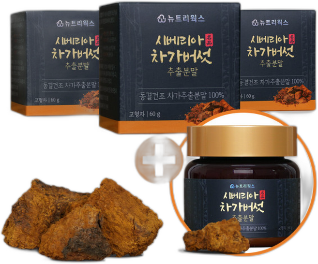 시베리아 명품 차가버섯 추출분말 고농축, 1개, 60g