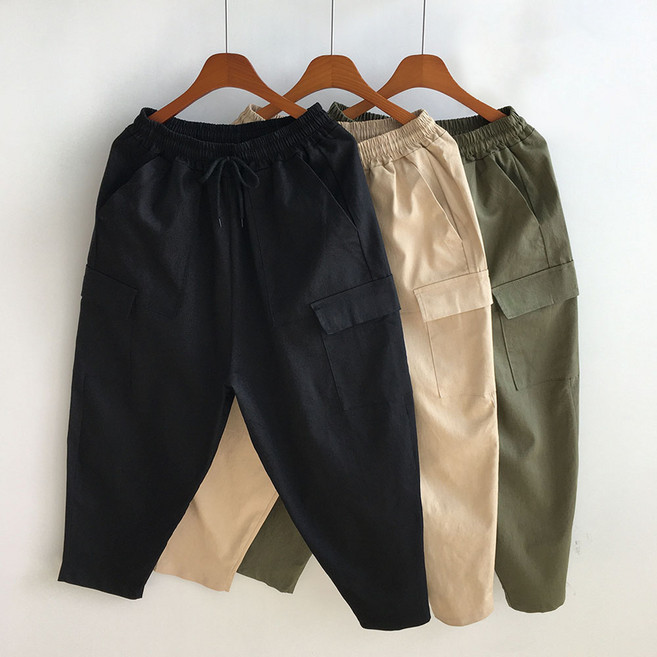 [황제패밀리] 남자 와이드 카고 편한 밴딩 팬츠