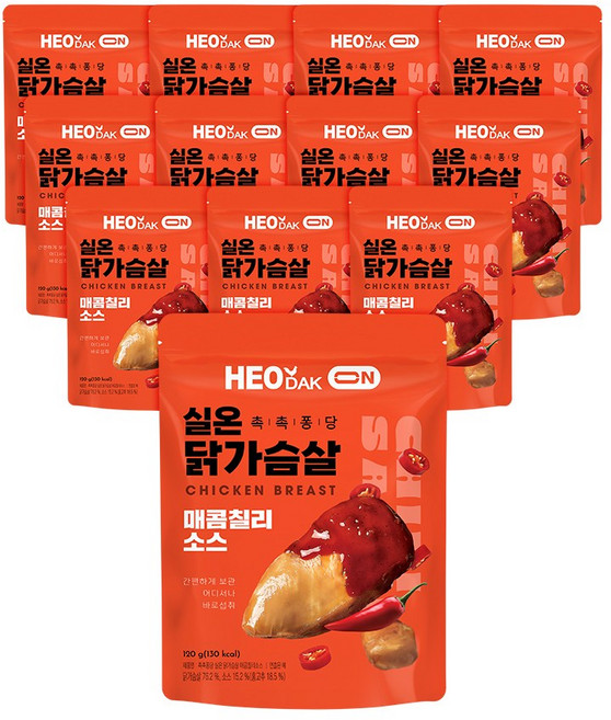 허닭ON 촉촉퐁당 실온 닭가슴살 매콤칠리소스, 12개, 120g
