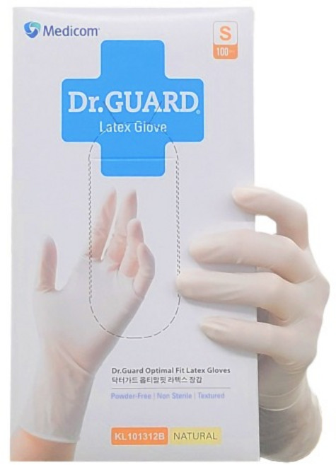 메디컴 라텍스장갑 닥터가드 101312 100매, XS, 내추럴, 10박스