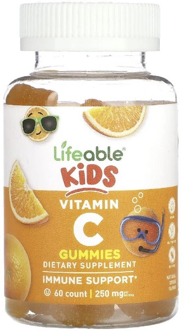 Lifeable 어린이용 비타민C 구미젤리 천연 시트러스 구미젤리 60개(구미젤리 1개당 125mg) Lifeable (라이퍼블), 125ml, 60정, 1개 - 쿠팡