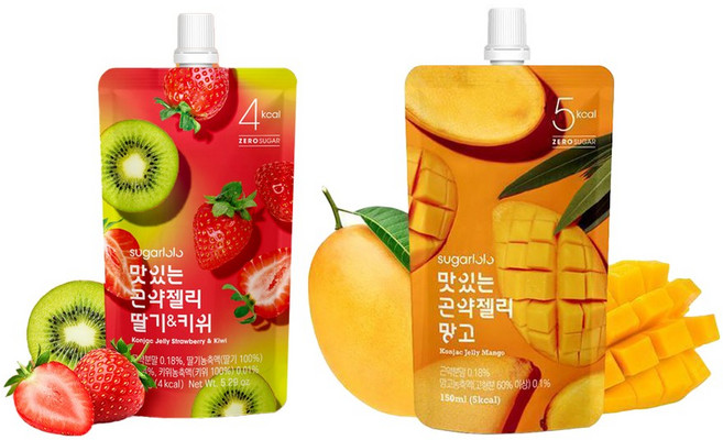 슈가로로 맛있는 곤약젤리150g 딸기키위10개+망고10개/총20개입/4kcal/무배, 150g