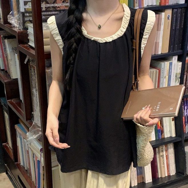 ORZQU 여름 루즈핏 나시 셔츠 여성 블라우스 패션 민소매 상의