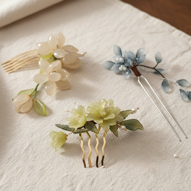 루루아 화사한 뒤꽂이 꽃비녀 장식