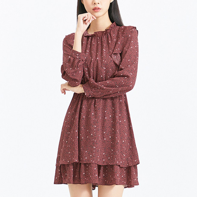 [미쏘] 플라워 프릴 미니 원피스 (MIWOWBT32G-T)