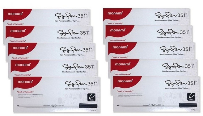모나미 싸인펜 351, 흑색, 120개