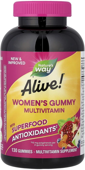 네이처스웨이 Alive 여성용 컴플리트 종합비타민 혼합 베리 구미젤리 130개, 1개, 130정 - 쿠팡