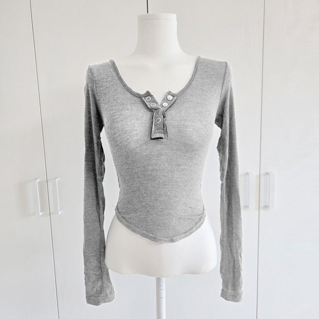 피키랩 텐셀 또또 버튼 굴림 스판 티셔츠 슬림핏