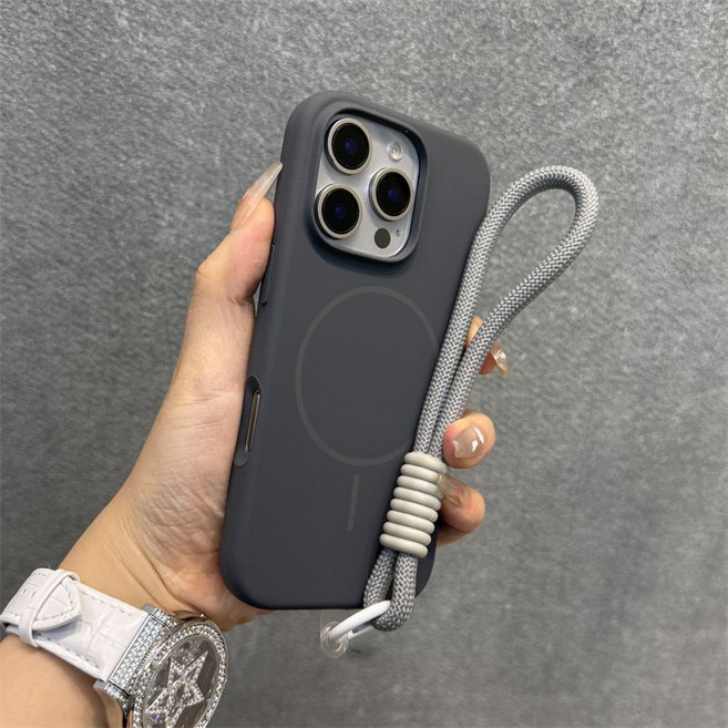iPhone 14 Pro 矽膠磁吸手機殼 帶掛繩 防摔