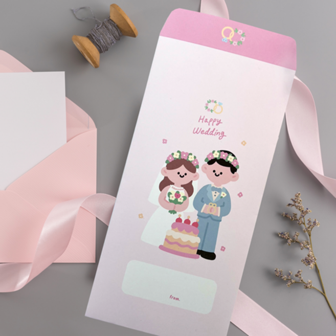 결혼식 축의금 봉투 신랑 신부 귀여운 일러스트, 10개
