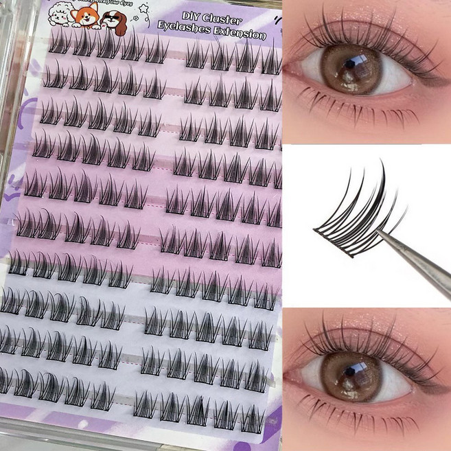 체리쉬 노글루 가닥 속눈썹 대용량 100모 풀 필요없고 재사용 가능한 내추럴 아이래쉬, 1개, 블랙