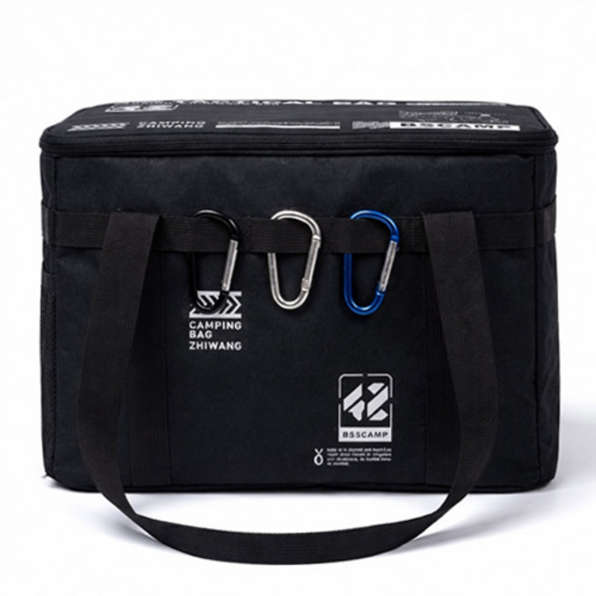 대용량 캠핑 수납가방 캠핑가방 박스형 다용도 캠핑용품 정리백, 1개, 2단, 30L 블랙