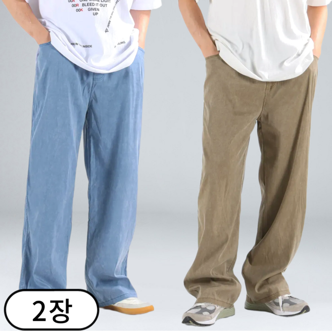 [1+1] 남녀공용 여름 텐셀 밴딩 세미 와이드 팬츠 빅사이즈 (6650-2)