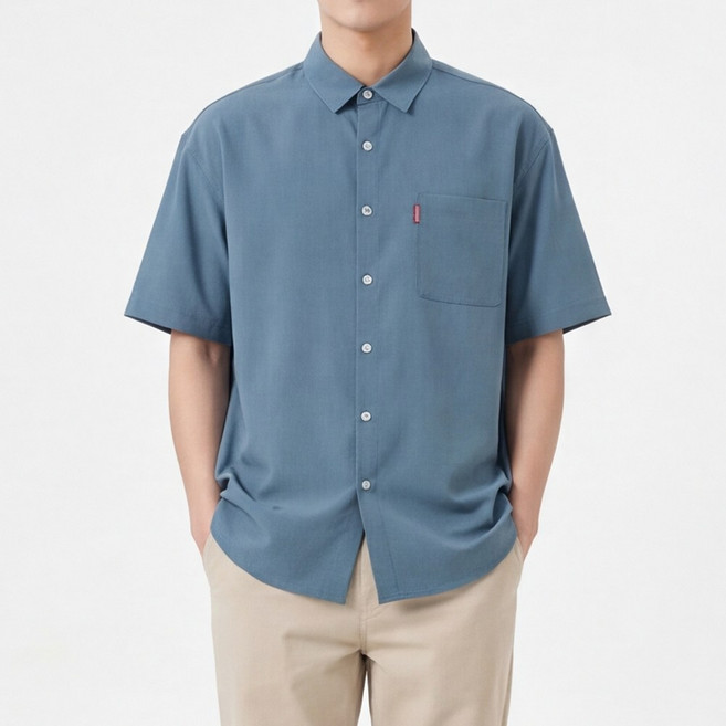 루크 남성 여름 베이직 반팔 셔츠 남자 티셔츠 남방 구김 없는 오버핏 반팔티