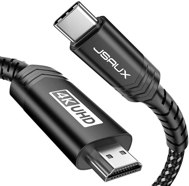 JSAUX C타입 to HDMI 4K UHD 60Hz Ver2.0 미러링 모니터케이블 블랙, 1개, 3m