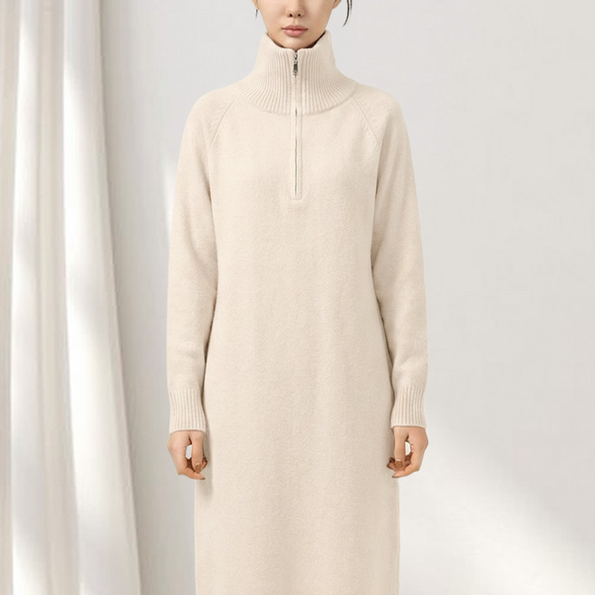 클레이스 하프집업 니트 롱원피스