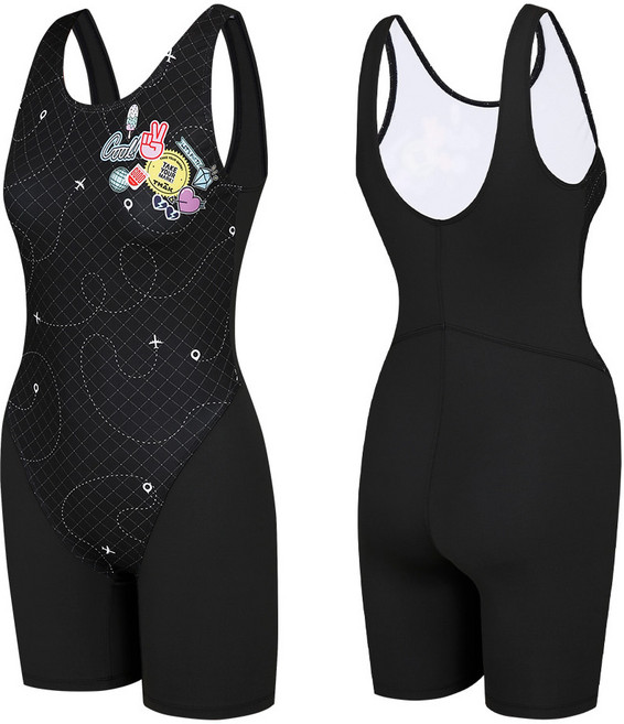 티막 여아동 피트니스 3부 실내수영복 MKF0551 BK