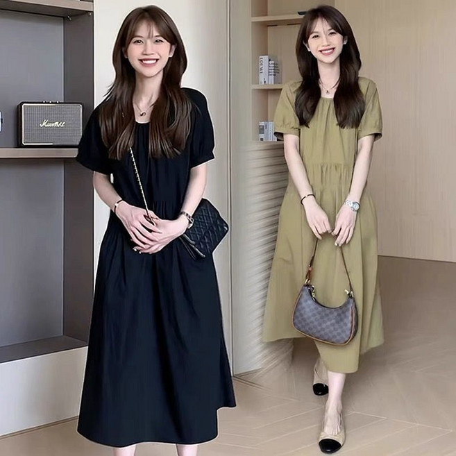 여름 임산부 원피스 빅사이즈 루즈핏 임부 반팔 롱 드레스 캐주얼 임부복 롱 원피스 YCY