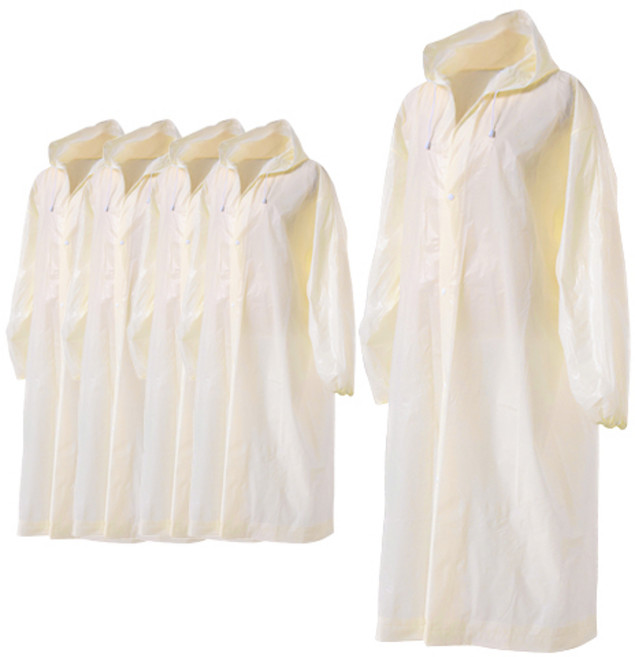 메종드리빙 프리미엄 두꺼운 EVA 남여공용 비옷 우의 레인코트 다회용 일회용 우비 5개세트