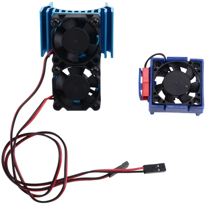 VXL-3S ESC 냉각 선풍기 및 모터 듀얼 세트 Traxxas 슬래시 4X4 스탬피드 러슬러와 호환 가능, 02 Blue, 1개