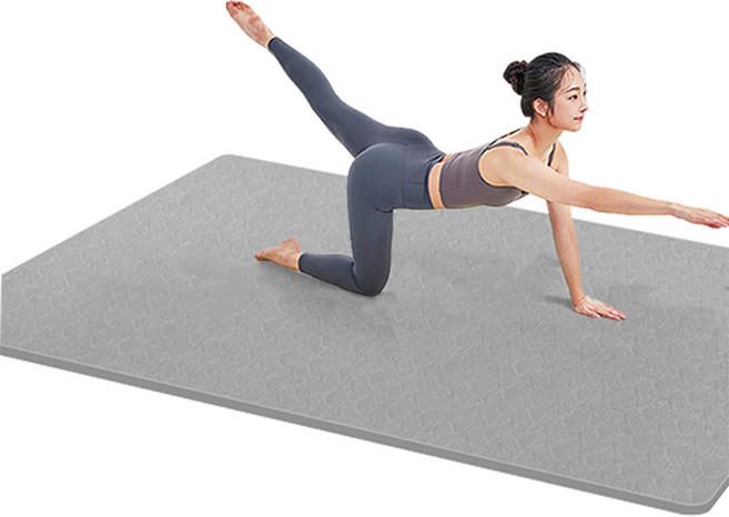 Allilio 대형 미끄럼방지 요가 매트 넓고 두꺼움 피트니스와 운동 가능 TPE 소재 2인용 사이즈, 회색, 1개
