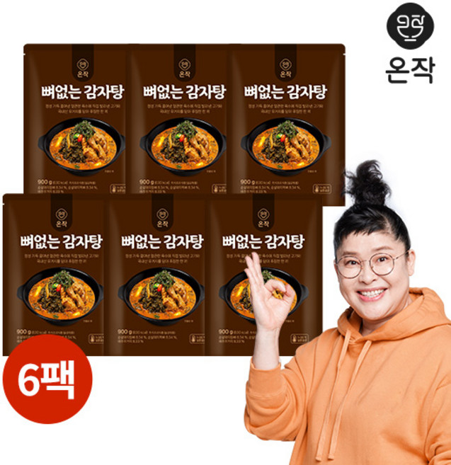 온작 뼈없는 감자탕, 900g, 6개