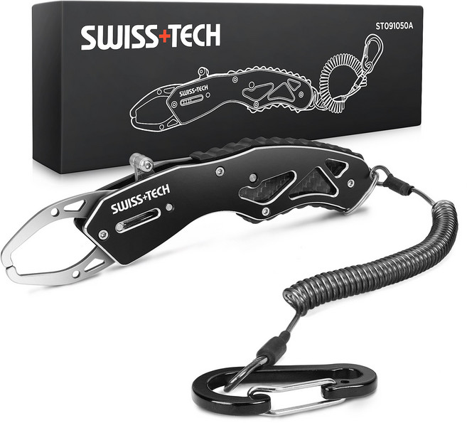 SWISS+TECH 7인치 낚시그립 피싱그립 그립퍼 집게 알루미늄 합금 손잡이, 1개, 블랙