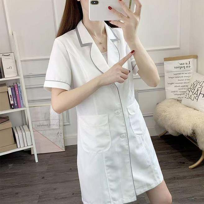 美容工作服皮膚管理師工作服女短袖紋繡師夏季白大褂