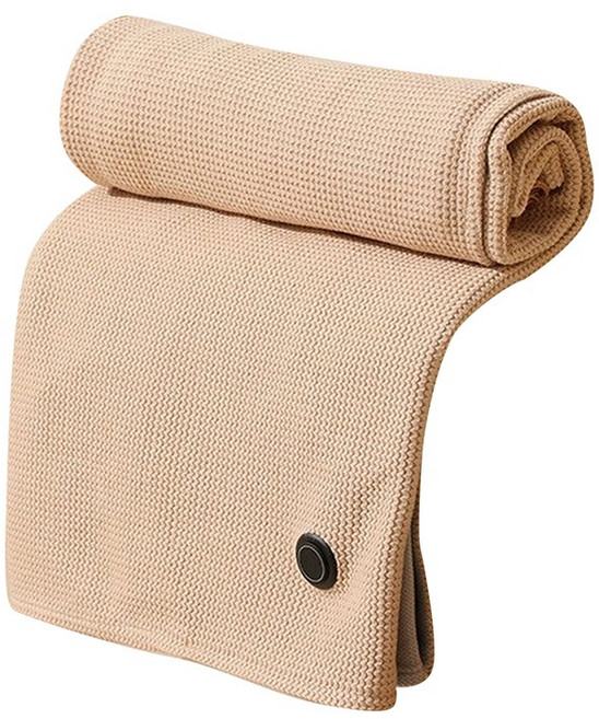 UB 휴대용 온열 담요 3단조절 간편 USB 연결식 지퍼형 캠핑 사무실, 150 x 80 cm, 아이보리