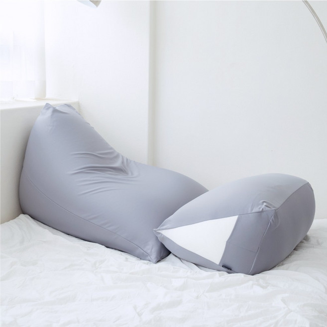 LINU 리누 빈백 등쿠션 스툴 허니홈 세트, 그레이