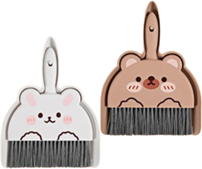 펀펀상사 1+1 캐릭터 미니 빗자루 쓰레받기 세트 새학기 준비물, 화이트토끼+브라운곰, 2개