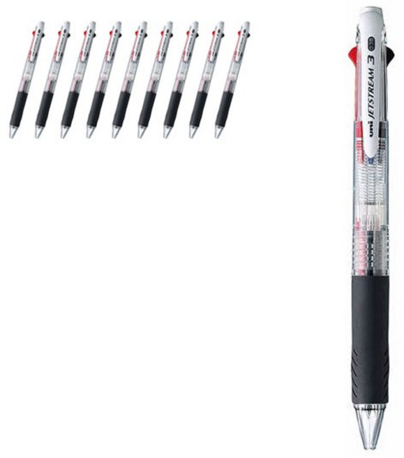 제트스트림 3색 멀티펜 SXE3-400 0.38mm, 딥투명 T, 10개