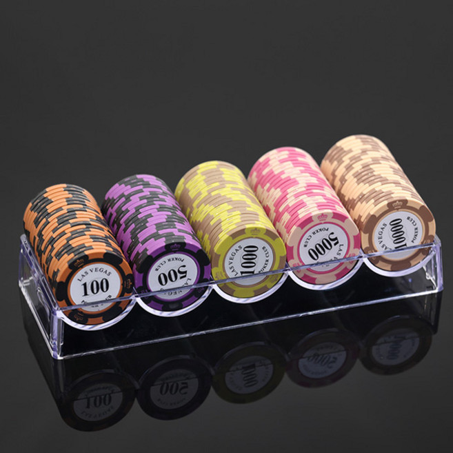 고니표 국제규격 데칼크레이 카지노칩 포커칩 카드 게임 홀덤칩 100P 아크릴 케이스 세트, C세트 [칩 100P+오픈형 아크릴케이스]
