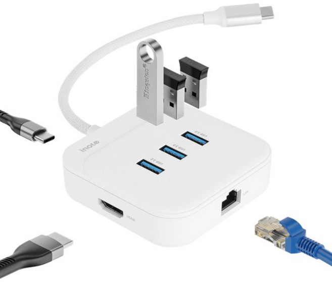 아이노트 USB C타입 6 in1 멀티허브 CH61P, CH60P 멀티허브 화이트, 1개