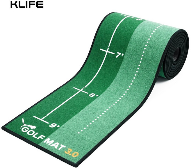 KLIFE 골프 퍼팅 연습 매트 프로 연습기 2홀 무소음 실내외 가정용, 1개, 그린