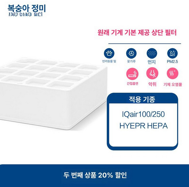 IQAir HealthPro Plus 공기청정기 필터세트, 1개, IQAir 100/150/250 상단 고효율 필터 Hy