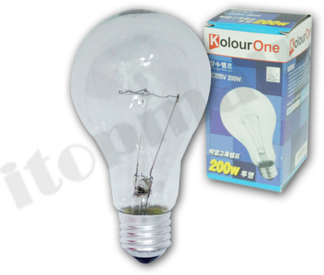 장수 백열고촉램프 L220V 200W 투명 전구 전등, 1개
