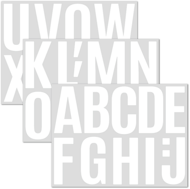 이음모음 방수 알파벳 스티커 대형 10cm, 1세트, 화이트