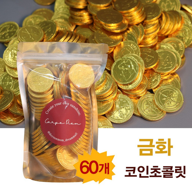 금화 동전초콜릿 네덜란드 코인초콜릿 (보냉백포장), 5g, 60개