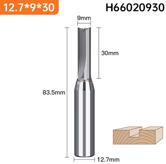 HUHAO 스트레이트 밀링 커터 1/2 생크 Tct 목재 Mdf 조각 트리밍 슬로팅 CNC 라우터 비트 카바이드 엔드 밀 목공 도구, 1개