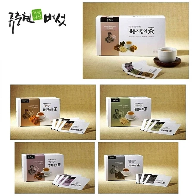 류충현 내몸지킴이 건강 버섯 차 티백 세트 뽕나무상황버섯 동충하초 영지버섯 차가버섯 차세트, 1세트, 90개입 - 쿠팡