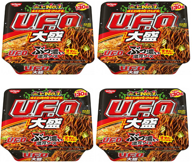일본 Nissin Yakisoba 닛신 UFO 야키소바 라멘 컵라면 도시락 대용량 167g, 4개