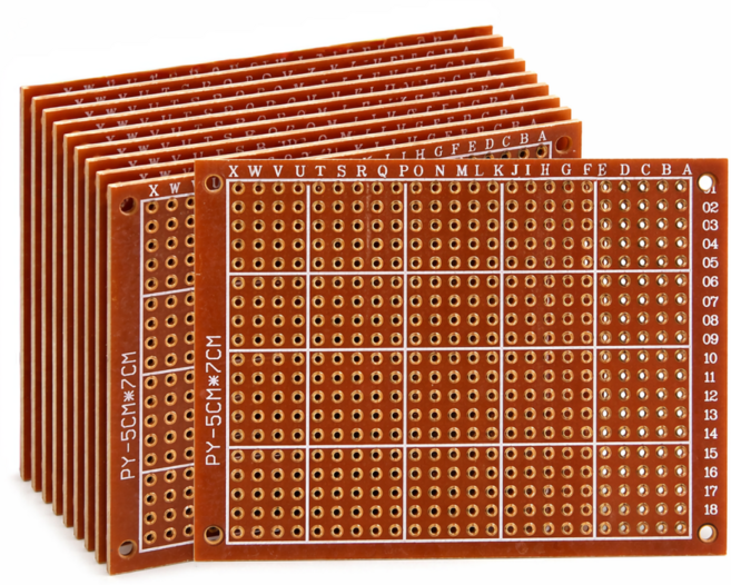 DIY PCB 기판 범용 회로 보드 납땜용 브레드보드 만능기판 5x7cm, 10개