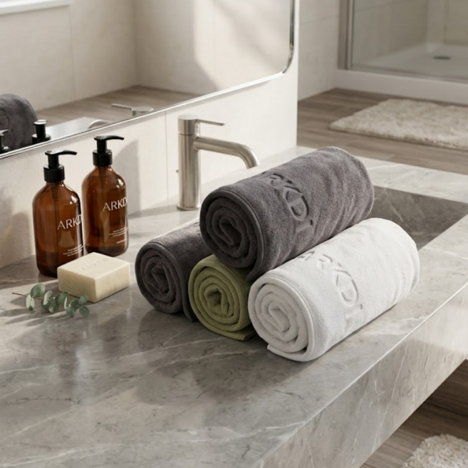 아크디 먼지없는 고급 바스타월 대형, 화이트, 1개