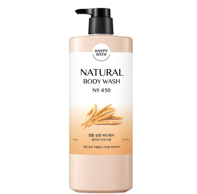 해피바스 내추럴 정말 순한 바디워시 베이비 파우더향, 900g, 1개