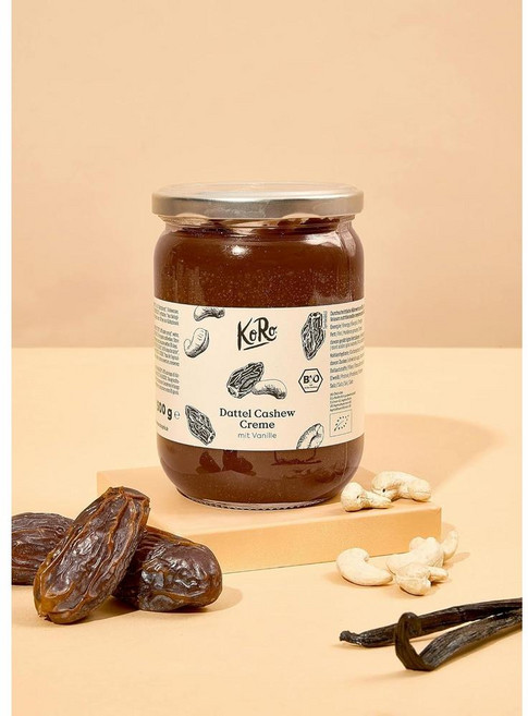 독일 코로 KoRo Dattel Cashew Creme 스프레드 대추야자 캐슈넛 바닐라 크림, 2개, 500g